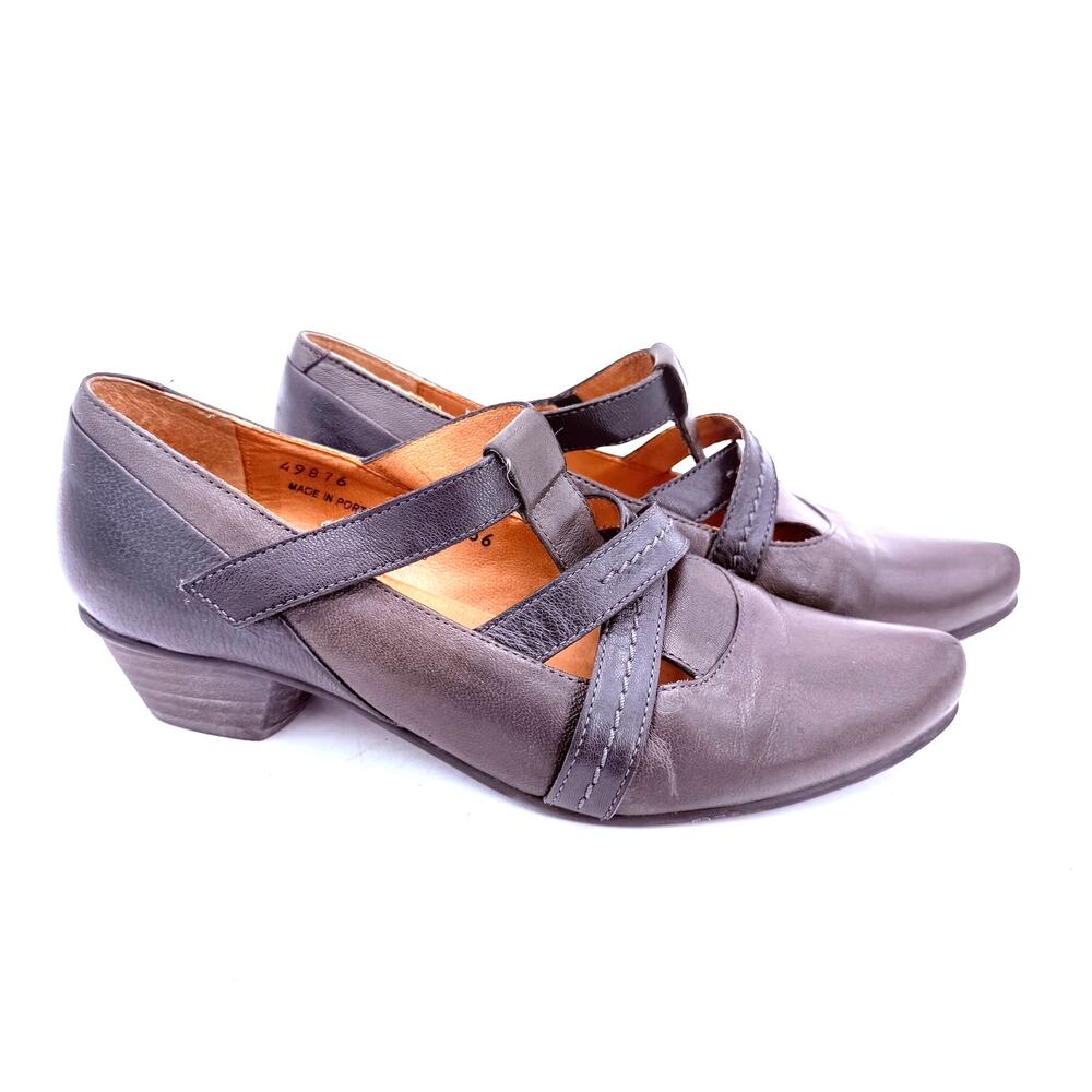 Fidji Women's Grey Leather L112 Pumps Shoes Size 36 / 7